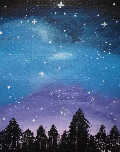 Stars Night Sky Acrylic Painting Night Sky Drawing Night Sky Artwork