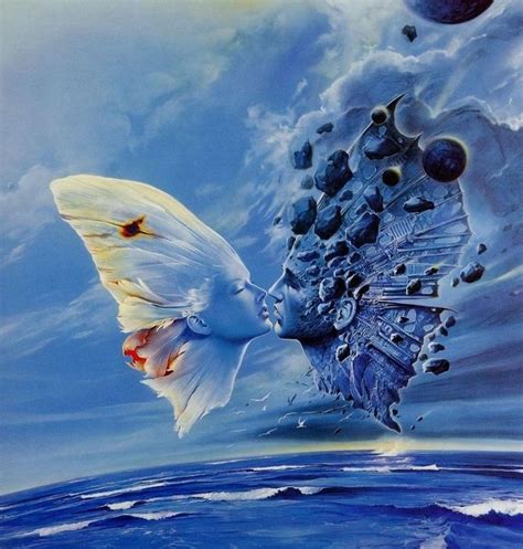 Butterfly Kiss Surreal Art Art Angel Wallpaper