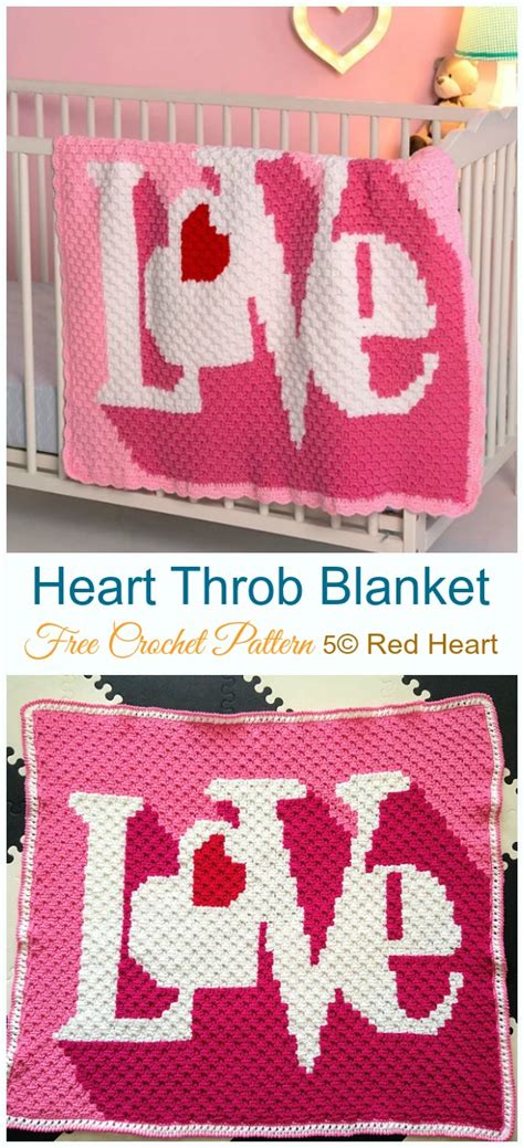 Valentine Heart Throw Blanket Free Crochet Patterns Diy How To