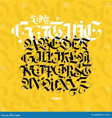 Gotisches Alphabet Vector Modernes Gothic Schwarze Kalligrafische