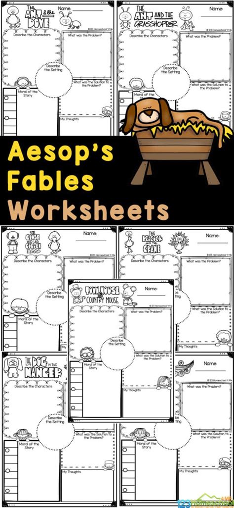Free Printable Aesops Childrens Fables Worksheets Set 2
