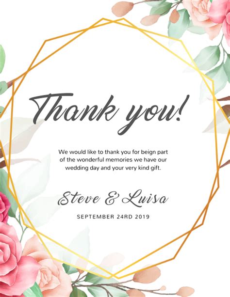 Wedding Thank You Template Free Download Printable Templates