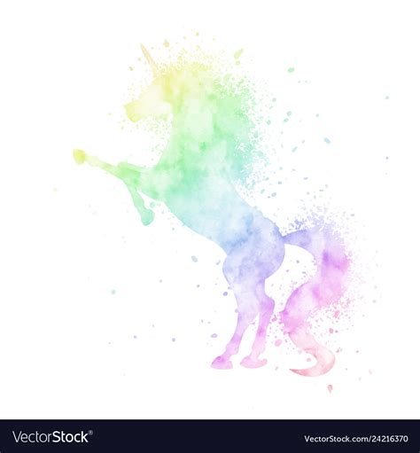 Rainbow Unicorn Watercolor Painting Art And Collectibles Watercolor