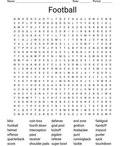 Football Word Scramble Printable