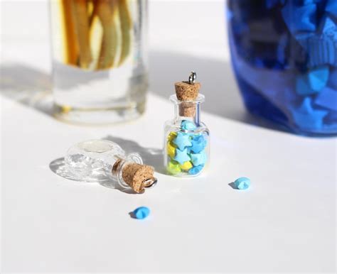Miniature Origami Paper Lucky Stars In Mini Glass Bottle