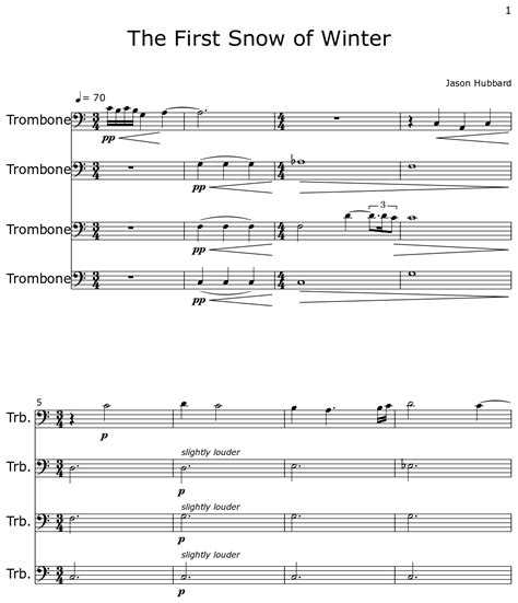 The First Snow Of Winter Sheet Music For Trombone
