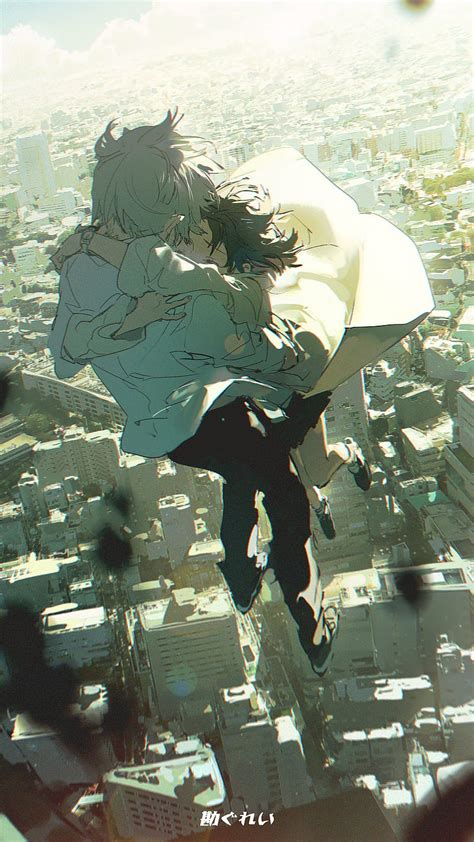 1080p Free Download Anime Falling Anime Boy Anime Girl Hug