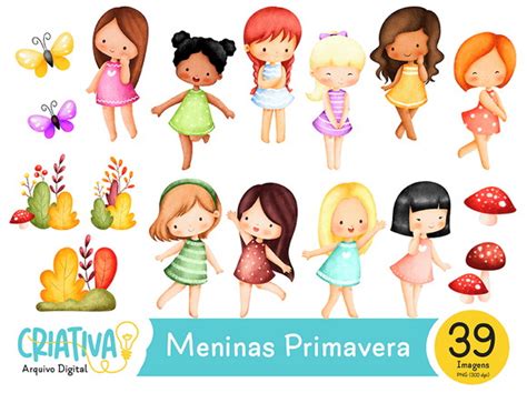 Kit Digital Meninas Primavera Elo7 Produtos Especiais