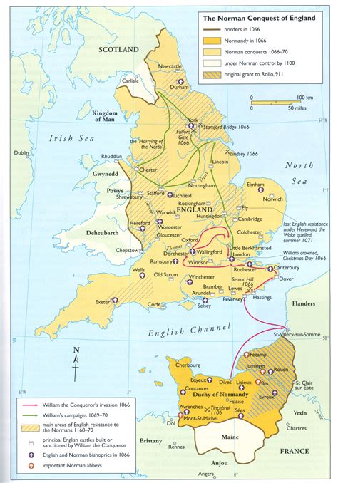 Map of the Norman Conquest of England (Illustration) - World History