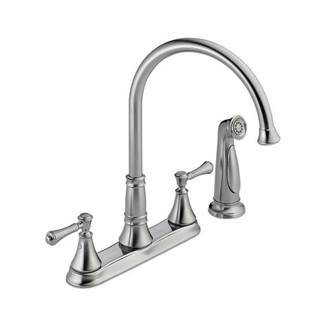 We review the best products, so you can rest easy. 2497LF-AR Cassidy Two Handle Kitchen Faucet with Spray ...