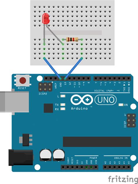 There are 10 leds used in this project, four wires total. Getting Started with the Arduino - Controlling the LED (Part 1)