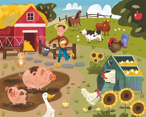 Farm Life On Behance Animal Illustration Kids Farm Cartoon Farm