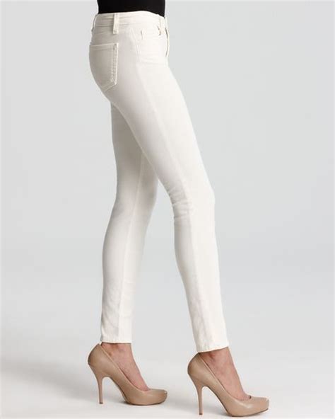 J Brand Pants Mid Rise Skinny Corduroy In White In White Cream Lyst