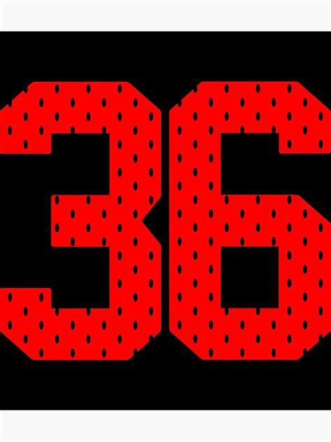 36 Thirty Six Number Sports Red Texture Jersey Thirty Six Sticker