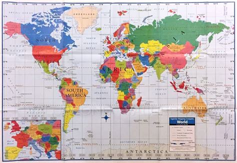 World Wall Map Large Poster 40x28 Learn Geography History Continents