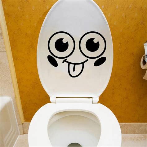 Funny Smile Bathroom Wall Stickers Toilet Home Decoration Waterproof