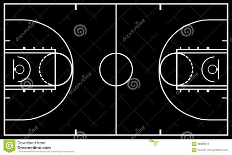 Black And White Basketball Court Stock Vector Illustration Of Pitch
