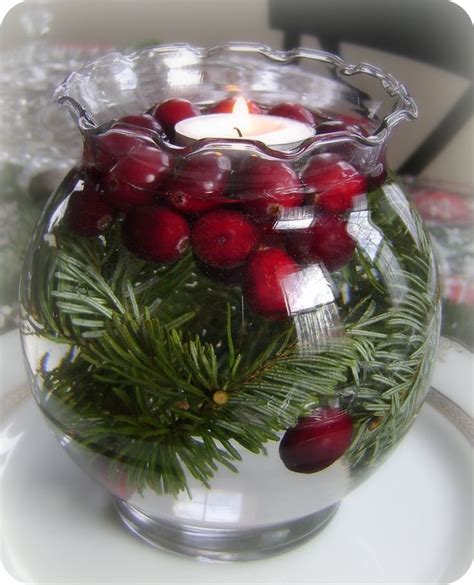 Cranberry Floating Candle Holiday Centerpiece Christmas Candles