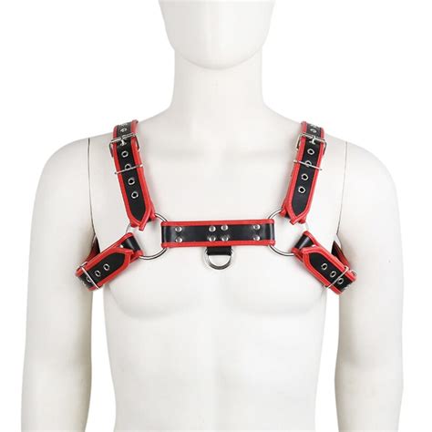 2018 New Adult Red Black Fetish Body Chest Costume Leather Harness