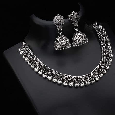 Bollywood Oxidised Silver Plated Handmade Jewellery Set Party Etsy