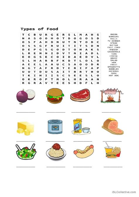 Types Of Food Word Search Creative W English Esl Worksheets Pdf And Doc
