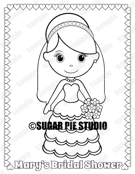 Bridal Shower Coloring Page Party Favor Childrens Kids Etsy Hong Kong