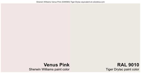 Sherwin Williams Venus Pink Tiger Drylac Equivalent Ral 9010