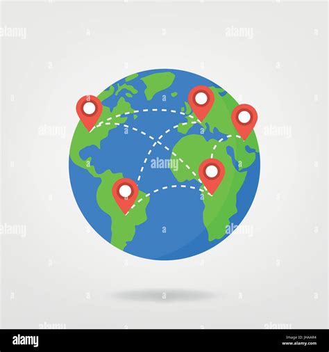 Pin Points On World Map Travel Concept Illustration Location Stock