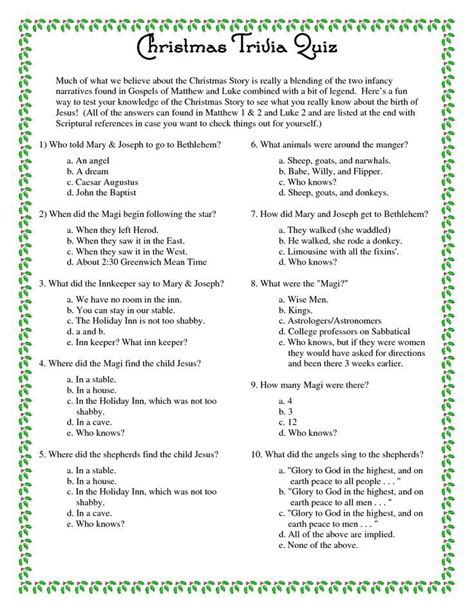 Trivia quiz questions or if you prefer print a new free trivia quiz with the simple click of a button at: Printable Christmas Trivia Questions And Answers ...