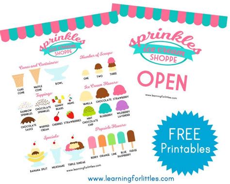 Free Ice Cream Shop Printables Printable Templates