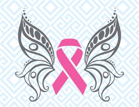 Cancer Awareness Butterfly SVG Breast Cancer Ribbon Digital