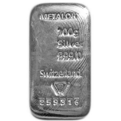 100g Silver Metalor Bar Buy Online From Physical Gold