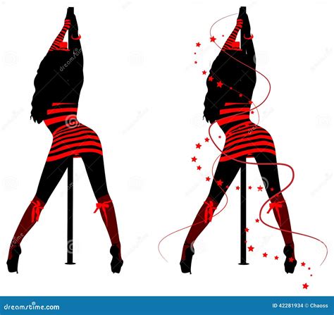 Pole Dance Women Silhouettes Stock Vector Image 42281934