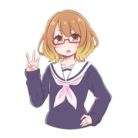 Anime Girl Animegirl Chibi Shoolgirl Cute Glasses Freet