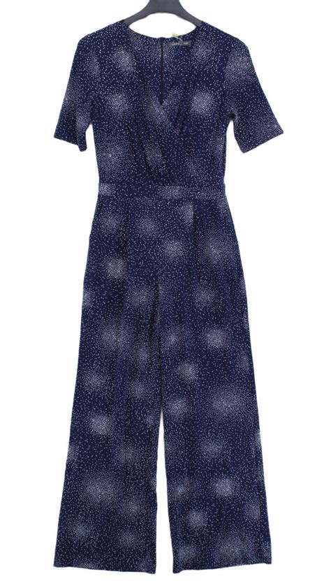 Laura Ashley Womens Jumpsuit Uk 10 Blue Cotton With Polyester