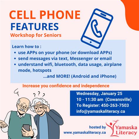 Seniors Digital Literacy Cell Phone Features Yamaska Literacy Council