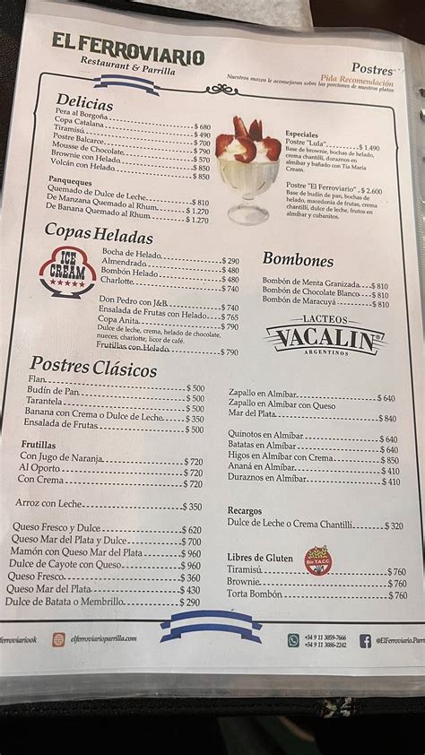 Carta De El Ferroviario Restaurant Parrilla Buenos Aires
