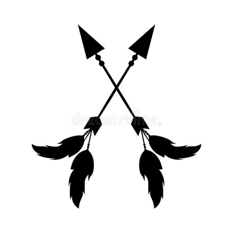 Decorative Arrows With Feathers Boho Style Stock Vector Illustration Of Geometric Elegant