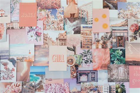Peachy Pink Collage Kit Cute Desktop Wallpaper Cute Laptop Wallpaper