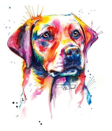 Colorful English Lab Labrador Retriever Art Print Print Of Etsy