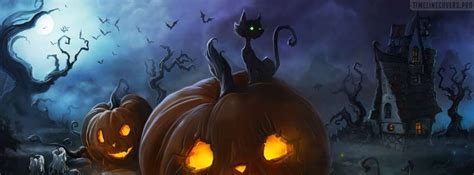 Halloween Cat And Lantern Facebook Cover