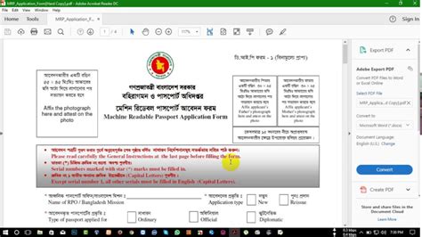 Bangladesh Passport Form Renewal Printable Form 2021