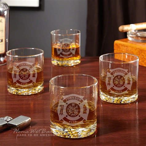 quick some whiskey needs saving from dull glassware give your firefighting hero a cool set of