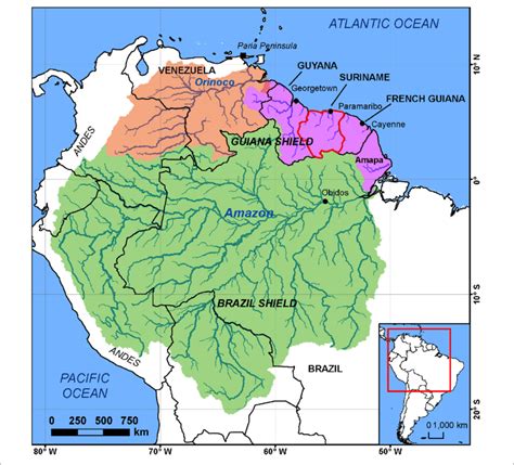 Map Of Suriname And The Amazon Orinoco Coast And The Drainage Basins
