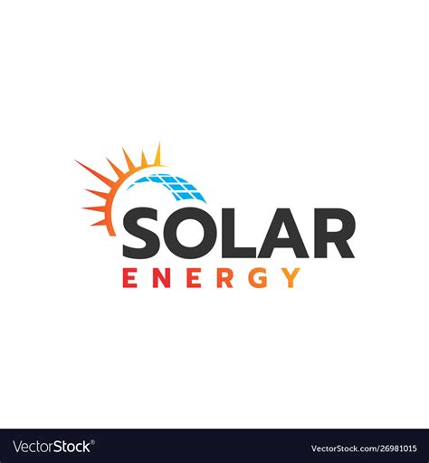 Sun Energy Solar Panels Logo Design For Green Vector Image