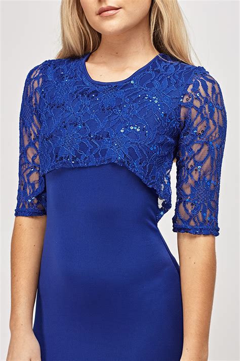 Sequin Lace Overlay Blue Dress Just 6