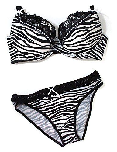 Womens Sexy Zebra Lace Push Up Bra And Panty Bikini Set Matching Bra
