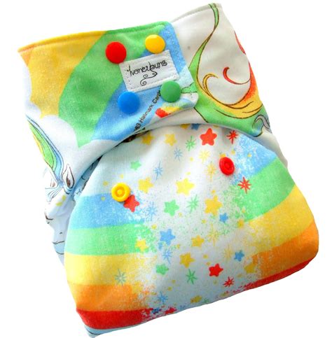 Rainbow Brite One Size Cloth Diaper With Pul Bold Colored