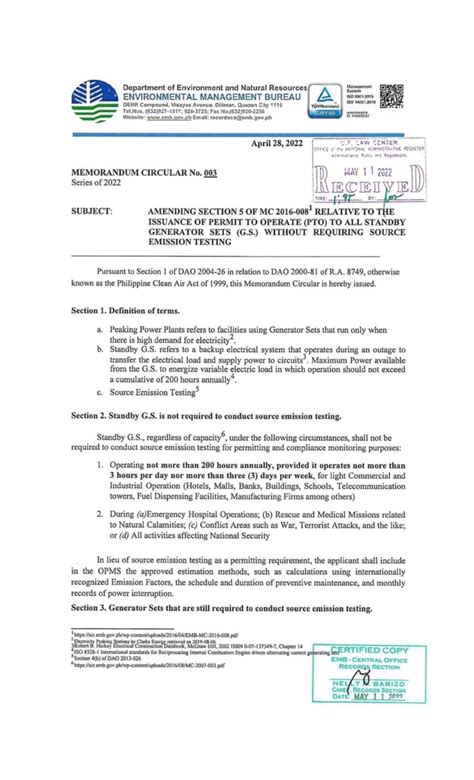 Denr Memorandum Circular 003 Series Of 2022 Electrical Engineering
