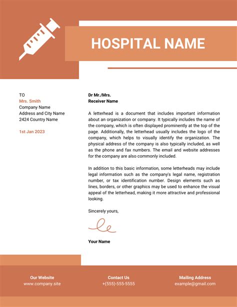 Brown Monochrome Modern Hospital Letterhead Template